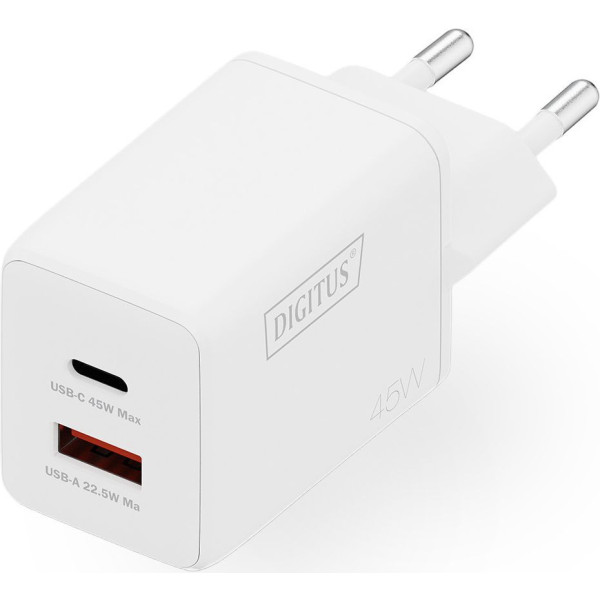 Фото - Мережевий зарядний пристрій Digitus GaN 1хUSB-C 1хUSB-A 45W (DA-10302)