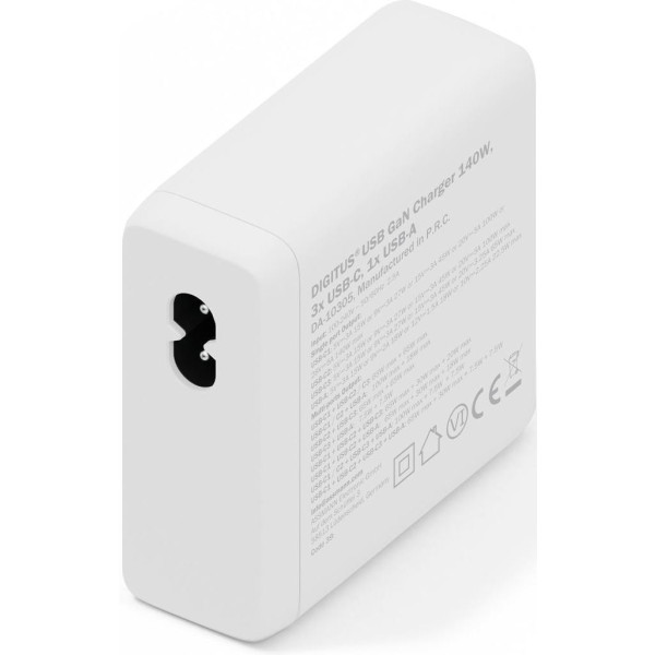 Фото - Мережевий зарядний пристрій Digitus GaN 3хUSB-C 1хUSB-A 140W (DA-10305)