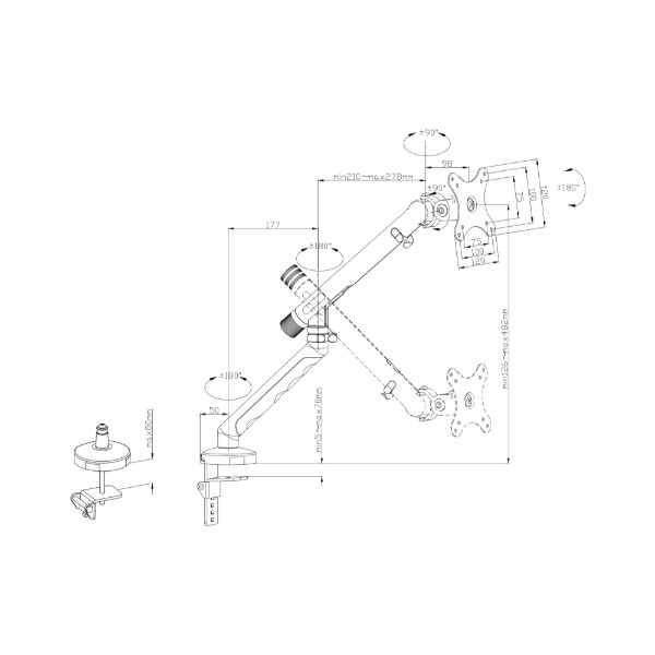 Фото - Крепление настольное Digitus Monitor Clamp Black (DA-90469)