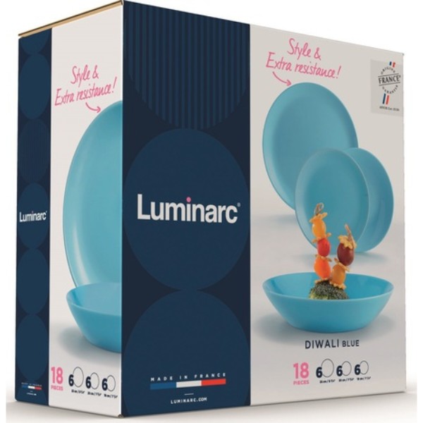 Фото - Столовий сервіз Luminarc Diwali LIight Blue 18 пр (P2962)