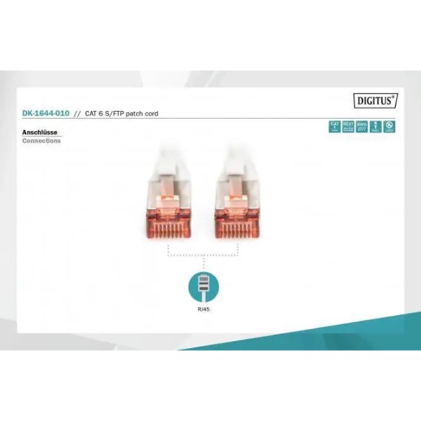 Фото - Кабель патч-корд Assmann Cat.6 RJ45 to RJ45 S-FTP Cu AWG27 LSZH Grey 1м (DK-1644-010)