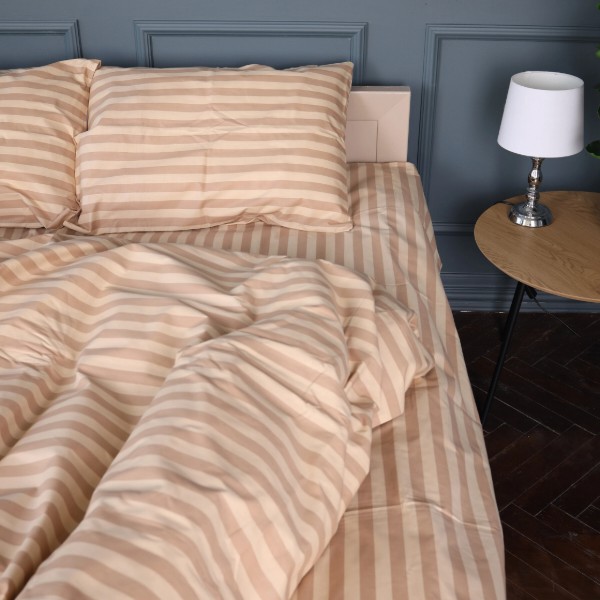 Фото - Комплект постельного белья MirSon Бязь 17-0610 Stripe Light Brown 175х210 см (2200008199128)