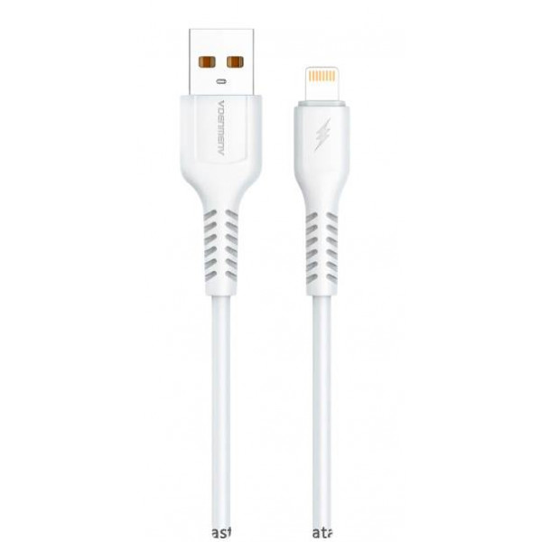 Фото - Кабель синхронізації даних Denmen D42L Silicone Lightning 2.4A 1m White (DM-D42L-WH)