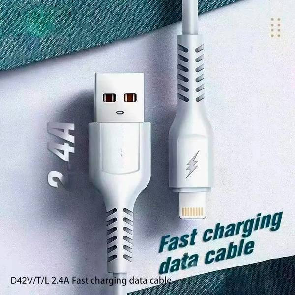 Фото - Кабель синхронізації даних Denmen D42L Silicone Lightning 2.4A 1m White (DM-D42L-WH)