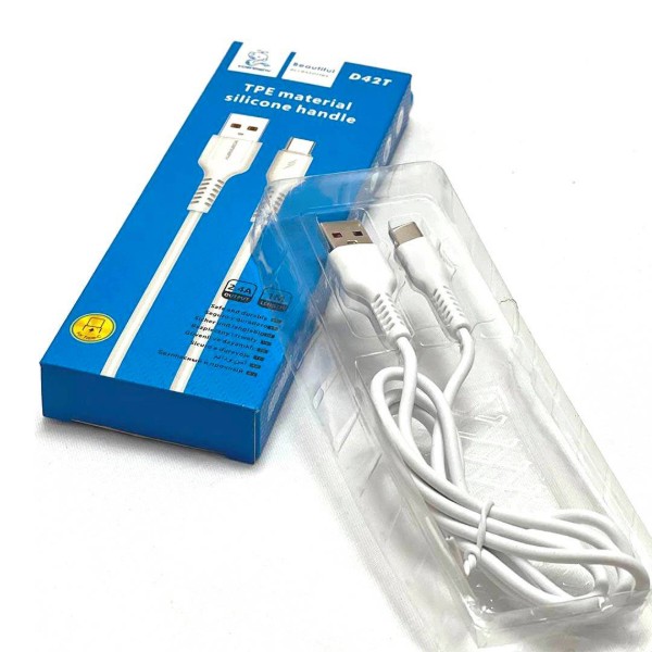 Фото - Кабель Denmen D42T Silicone USB Type-C 2.4A 1m White (DM-D42T-WH)
