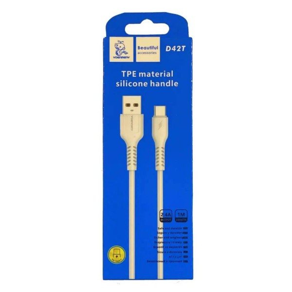 Фото - Кабель Denmen D42T Silicone USB Type-C 2.4A 1m White (DM-D42T-WH)