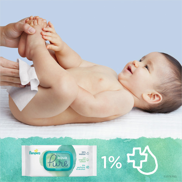 Фото - Серветки вологі для дітей Pampers Aqua Pure 96 шт. (8001090603357)