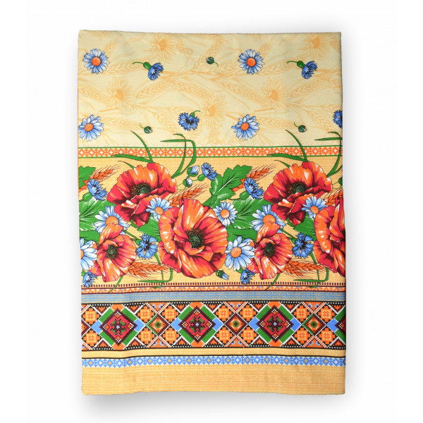 Фото - Скатертина прямокутна Home Line Рогожка маки та ромашки 150х180 (129267) Фото - Скатертина прямокутна Home Line Рогожка маки та ромашки 150х180 (129267)