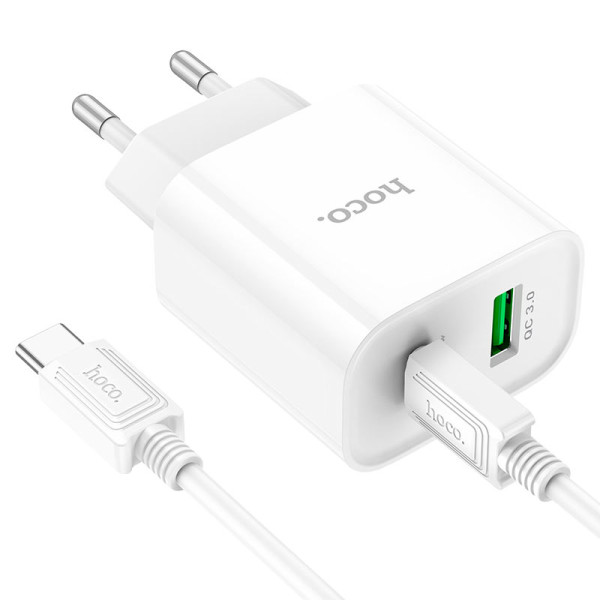 Фото - Мережевий зарядний пристрій HOCO C80A Plus Rapido PD20W+QC3.0 White (6931474779908)