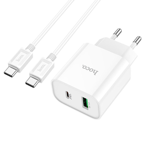 Фото - Мережевий зарядний пристрій HOCO C80A Plus Rapido PD20W+QC3.0 White (6931474779908)