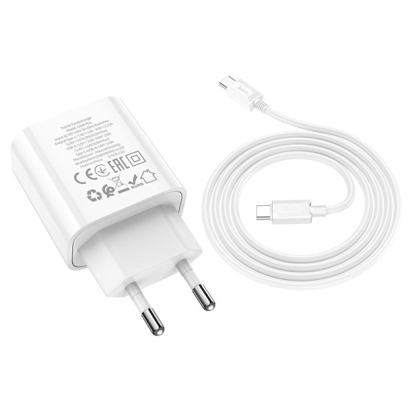Фото - Мережевий зарядний пристрій HOCO C80A Plus Rapido PD20W+QC3.0 White (6931474779908)