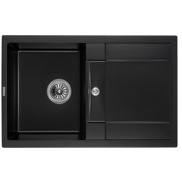 Фото - Мийка кухонна+змішувач GRANADO VALENCIA black shine_чаша праворуч