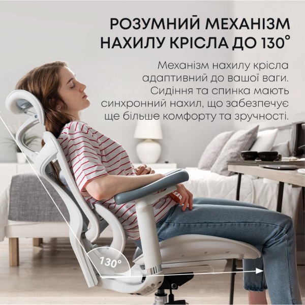 Фото - Кресло офисное Sihoo DORO C300L Mesh White (DORO-C300L-A3-102)