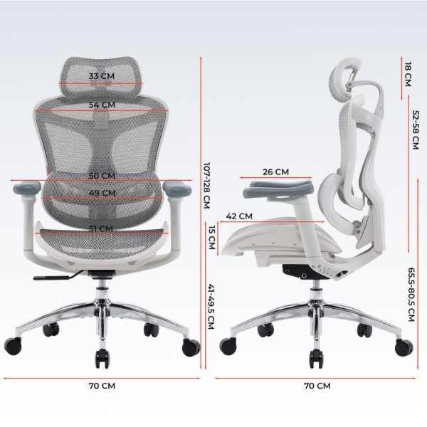 Фото - Кресло офисное Sihoo DORO C300L Mesh White (DORO-C300L-A3-102)