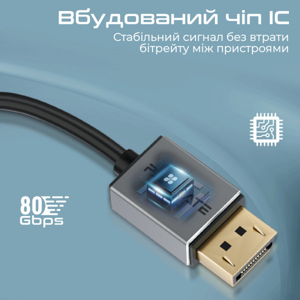 Фото - Кабель Promate DisplayPort 2.0 (Dplink-16k.Black)