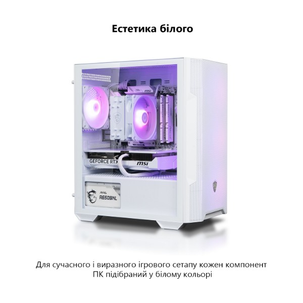 Фото - Системний блок Dragon Lucky Snow Powered_by MSI (RTX 5060 + R5 7500F-WH) White