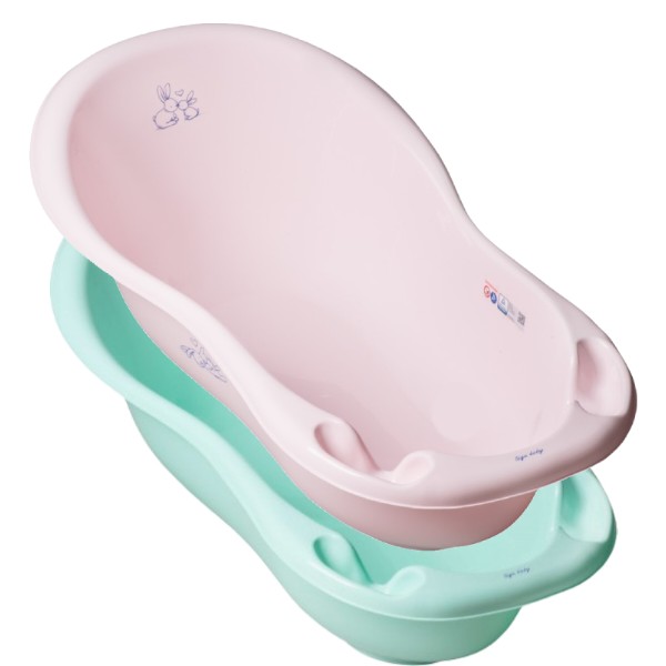 Фото - Дитяча ванночка Tega Baby Зайчики зі зливом 86 см Рожева (KR-004-104)