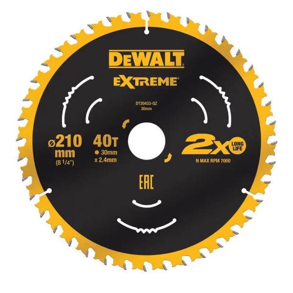 Фото - Круг відрізний по дереву DeWALT EXTREME 210х30 мм (DT20433)