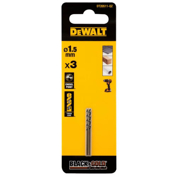 Фото - Сверло DeWALT Black&Gold HSS-G 3 шт. (DT20511) Фото - Сверло DeWALT Black&Gold HSS-G 3 шт. (DT20511)
