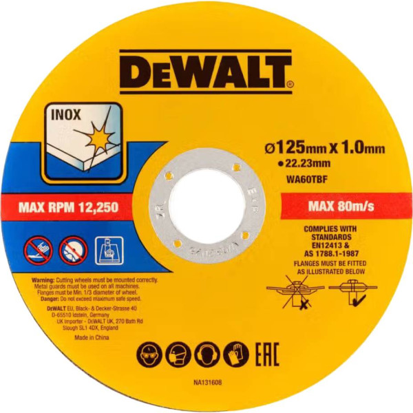 Фото - Круг відрізний по металу DeWALT FASTCUT 125x1x22,23 мм 50 шт. (DT20598)