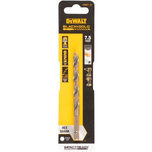 Фото - Свердло DeWALT EXTREME IMPACT Black&Gold HSS-G (DT20611)