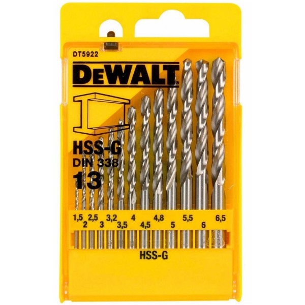 Фото - Набор сверл DeWALT HSS-G 13 шт. (DT5922)