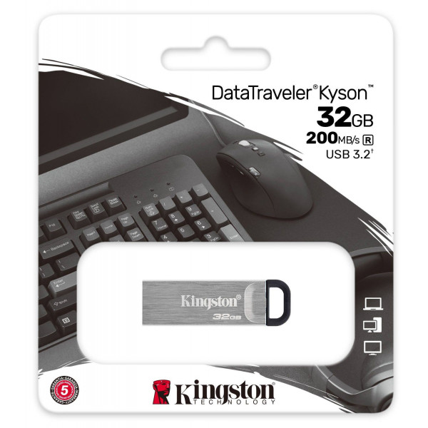 Фото - Флеш USB Kingston DataTraveler Kyson 32GB USB 3.2 Silver-Black (DTKN/32GB)