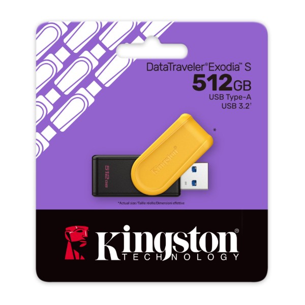 Фото - Флеш USB Kingston DataTraveler Exodia S 512 ГБ Black + Yellow (DTXS/512GB)