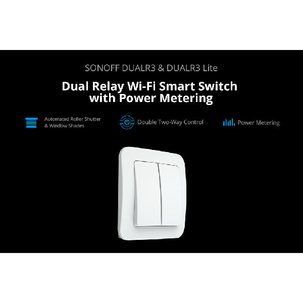 Фото - Релейний вимикач Sonoff Wi-Fi із подвійним реле та вимірюванням потужності (DUALR3)