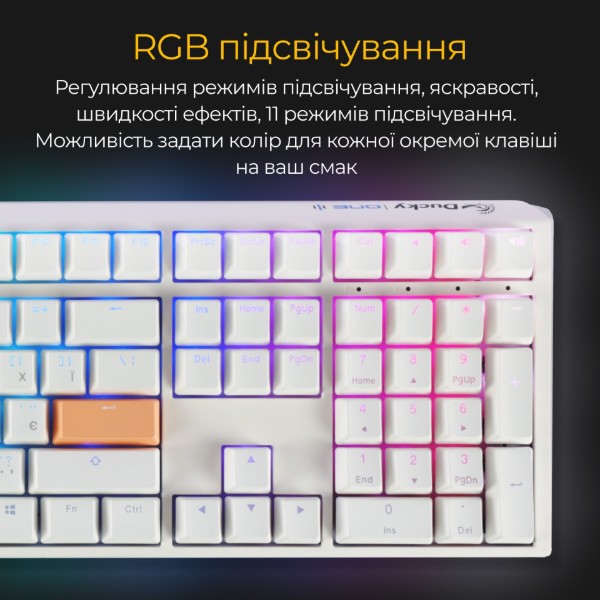 Фото - Клавиатура проводная игровая Ducky One 3 Cherry MX Brown RGB White UA (DKON2108ST-BUAPXPWWWSC1)