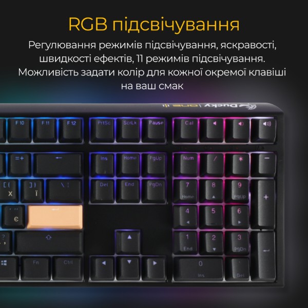 Фото - Клавиатура проводная игровая Ducky One 3 Cherry MX Brown RGB Black UA (DKON2108ST-BUAPXCLAWSC1)