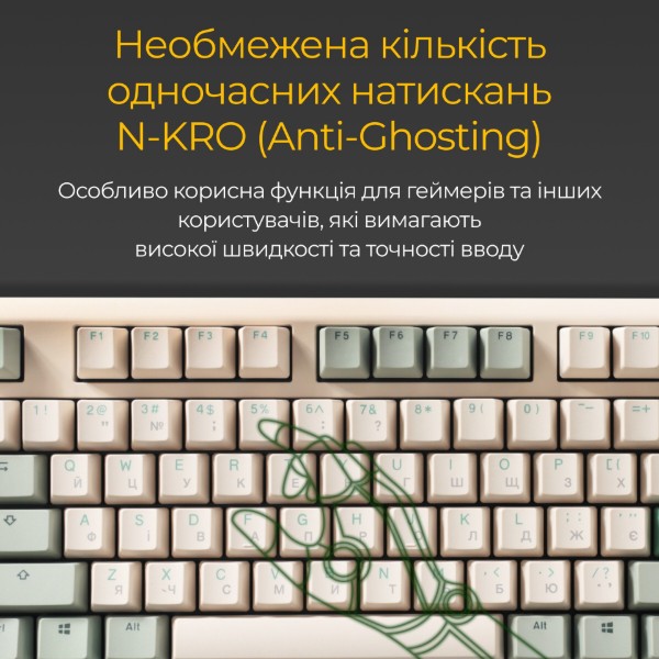 Фото - Клавиатура проводная игровая Ducky One 3 Cherry MX Red Matcha Cream UA (DKON2108-RUAPXМAEGGC1)