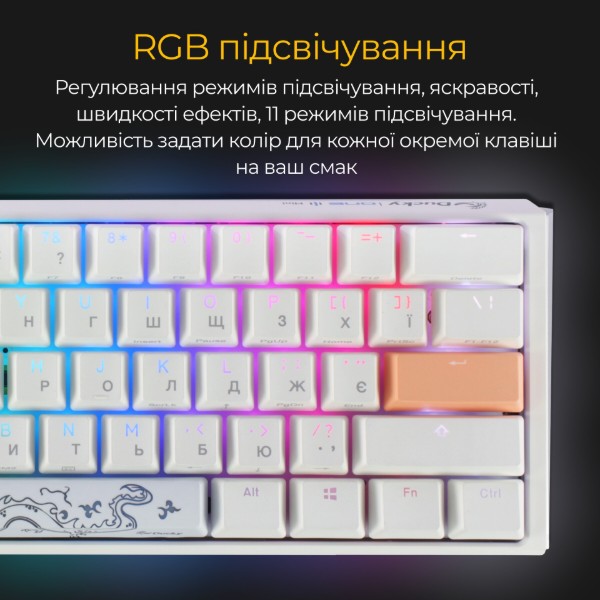 Фото - Клавіатура дротова ігрова Ducky One 3 Mini Cherry MX Brown RGB White UAA (DKON2161ST-BUAPXPWWWSC1)