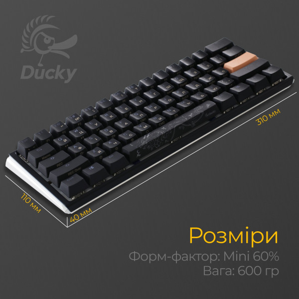 Фото - Клавиатура проводная игровая Ducky One 3 Mini Cherry MX Silent red RGB Black UA (DKON2161ST-SUAPXCLAWSC1)