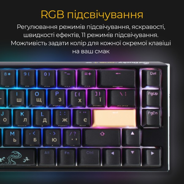 Фото - Клавиатура проводная игровая Ducky One 3 SF Cherry MX Red RGB Black UA (DKON2167ST-RUAPXCLAWSC1)