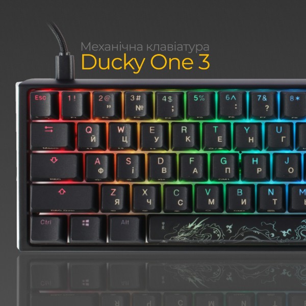 Фото - Клавиатура проводная игровая Ducky One 3 SF Cherry MX Red RGB Black UA (DKON2167ST-RUAPXCLAWSC1)