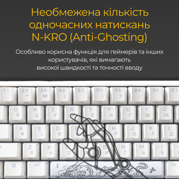 Фото - Клавіатура дротова ігрова Ducky One 3 SF Cherry MX Red RGB White UA (DKON2167ST-RUAPXPWWWSC1)