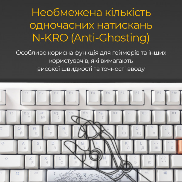 Фото - Клавиатура проводная игровая Ducky One 3 TKL Cherry MX Blue RGB White UA (DKON2187ST-CUAPXPWWWSC1)