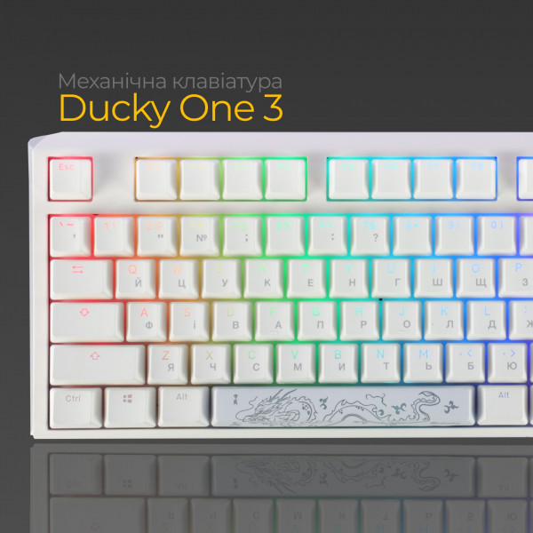 Фото - Клавиатура проводная игровая Ducky One 3 TKL Cherry MX Blue RGB White UA (DKON2187ST-CUAPXPWWWSC1)