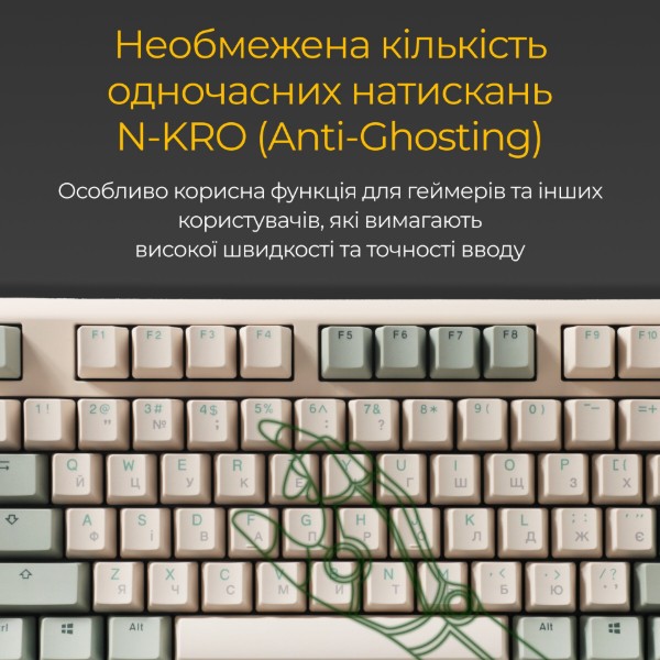 Фото - Клавіатура дротова ігрова Ducky One 3 TKL Cherry MX Brown Matcha Cream UA (DKON2187-BUAPXМAEGGC1)