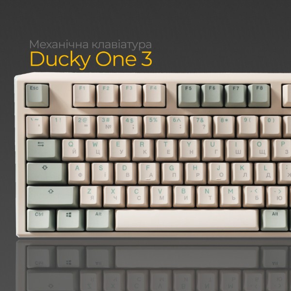 Фото - Клавіатура дротова ігрова Ducky One 3 TKL Cherry MX Brown Matcha Cream UA (DKON2187-BUAPXМAEGGC1)