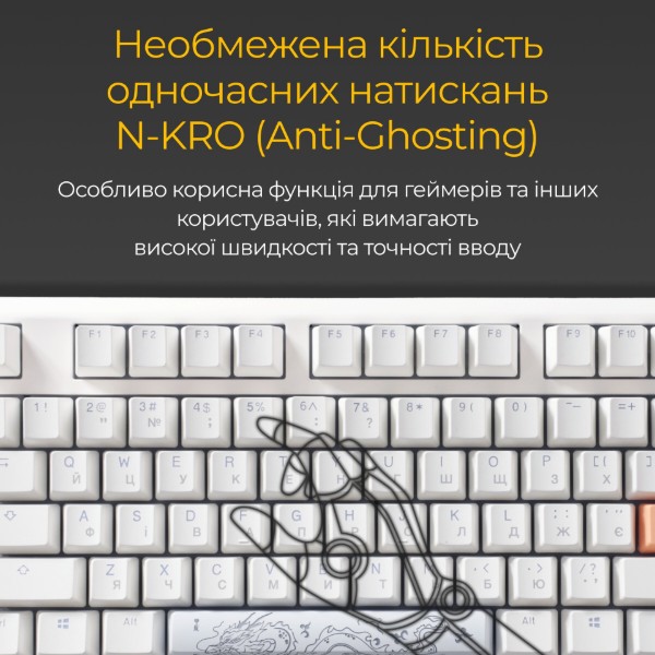 Фото - Клавиатура проводная игровая Ducky One 3 TKL Cherry MX Red RGB White UA (DKON2187ST-RUAPXPWWWSC1)