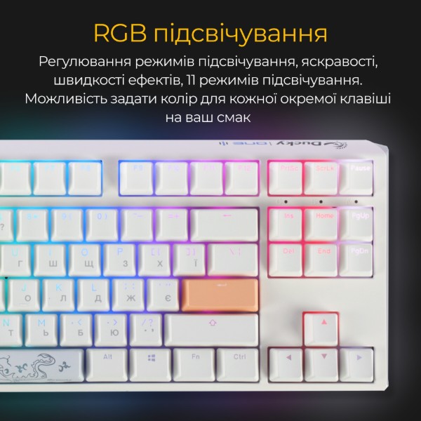 Фото - Клавиатура проводная игровая Ducky One 3 TKL Cherry MX Red RGB White UA (DKON2187ST-RUAPXPWWWSC1)