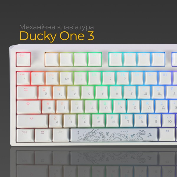 Фото - Клавиатура проводная игровая Ducky One 3 TKL Cherry MX Red RGB White UA (DKON2187ST-RUAPXPWWWSC1)