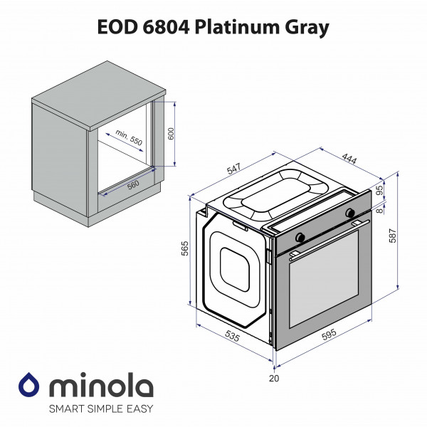 Фото - Духова шафа Minola EOD 6804 Platinum Gray