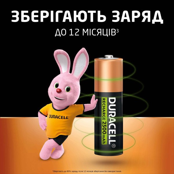 Фото - Аккумулятор тип AA Duracell HR6 (AA) 2500 mAh уп. 4шт.