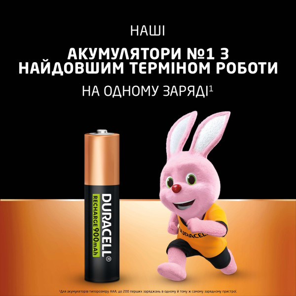 Фото - Аккумулятор тип AAA Duracell HR03 (AAA) 900mAh уп. 4шт.