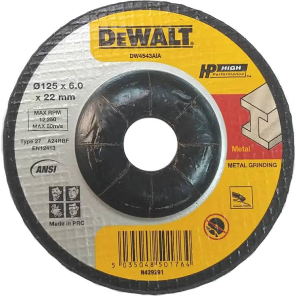 Фото - Круг відрізний по металу DeWALT HIGH PERFORMANCE 125х6.0х22.23 мм (DW4543AIA)