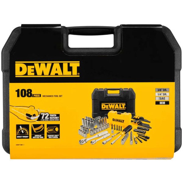 Фото - Набір інструментів DeWALT 1/4" та 3/8" 108 шт. (DWMT73801-1)
