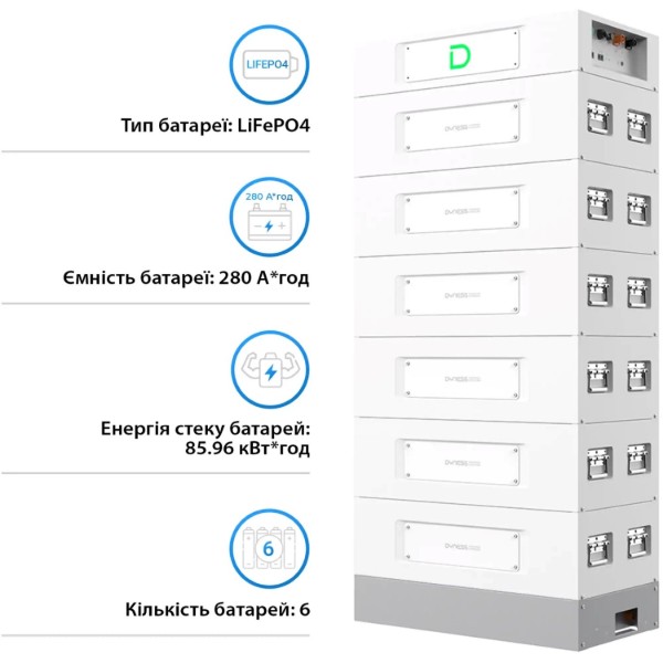 Фото - Батарея для сонячного інвертора Dyness SBDU280 307.2V 280Ah (STACK280-6-85kWh)